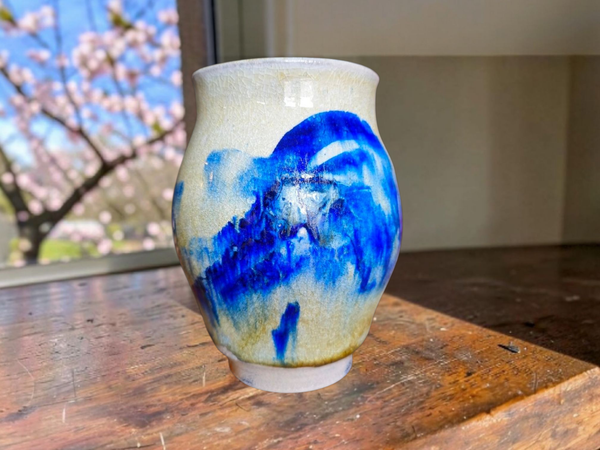 Soda- Fired stoneware vase by Artist Lin Kensington